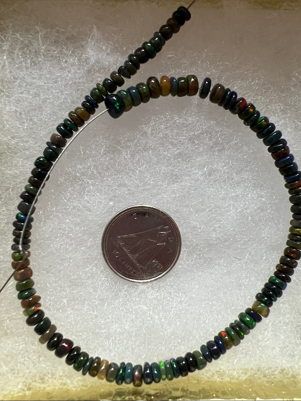 Iridescent Black Opal Heishi bead strand  - Multi-Color Black Beads